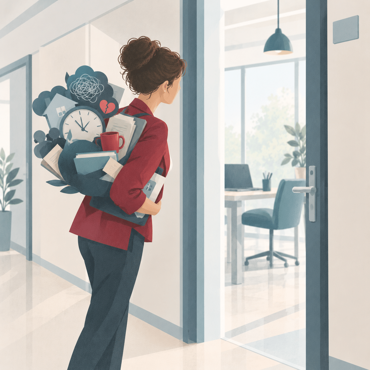 Buerde vor der Buerotuer – Angela Peichl